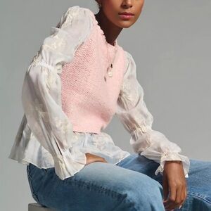 By Anthropologie Layered Sweater Vest Pink - Small